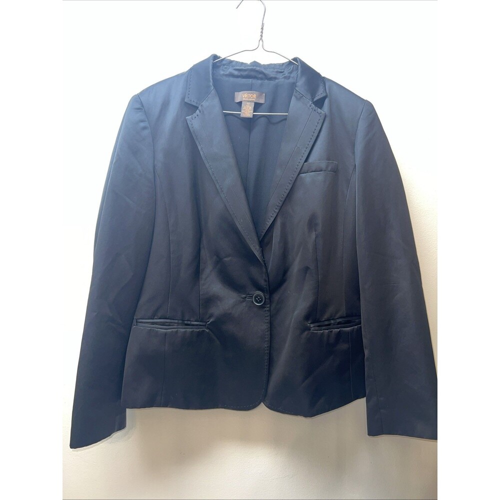 Women’s Victor‎ Alfaro Black Silk Evening Dress Jacket Blazer Size 12